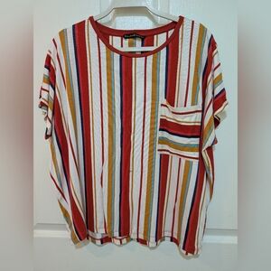 Striped Short Sleeve Tee with Pocket